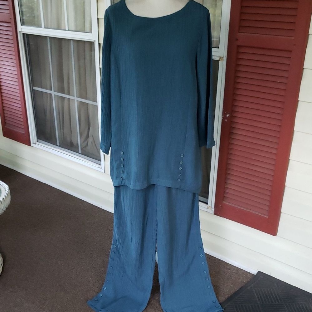SOFT SURROUNDING OCEO GAUZY Teal Women's Pants & Jumpsuit Set